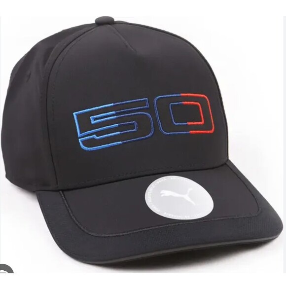 BMW M Motorsport Mens 50Anniversary Cap Black Puma Baseball heritage Hat NWT